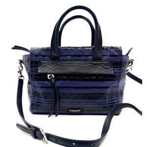 Coach‎ Style 31001 Bleeker Blue Black Woven Leather Satchel Crossbody Small Bag
